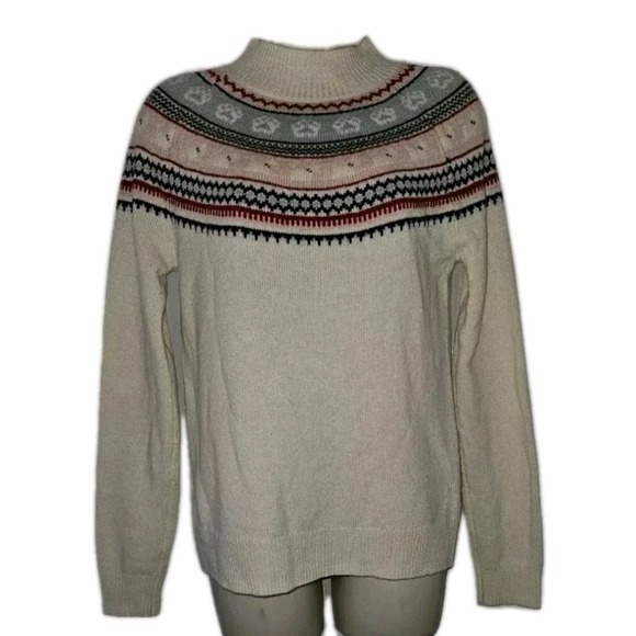 tabitha webb Sweaters - Tabitha Webb Women's Paw Print Fair Isle Lambswool Blend Knit Sweater Size S EUC